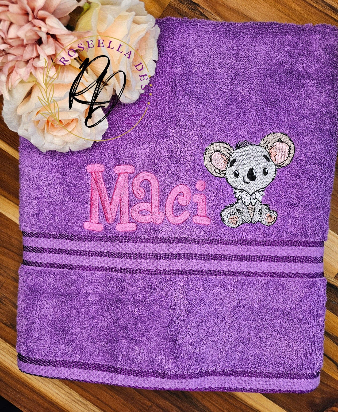 Personalised Embroidered Koala Bath Towel