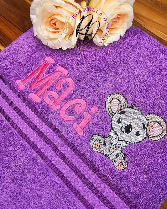 Personalised Embroidered Koala Bath Towel