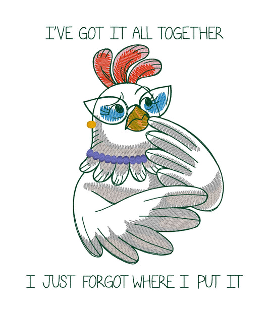 Embroidered Cotton Tea towel "I've got it all together"