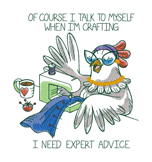 Embroidered Cotton Tea towel "Talk to myself"