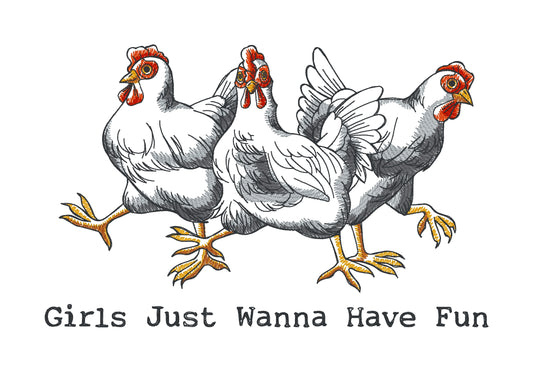 Embroidered Cotton Tea towel "Girls Just Wanna"