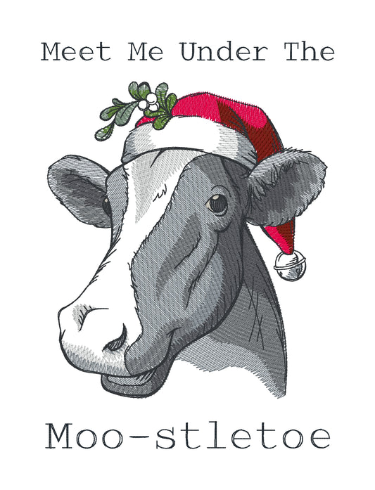 Embroidered Cotton Tea towel "Moo-stle Toe"