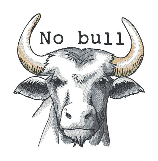 Embroidered Cotton Tea towel "No Bull"