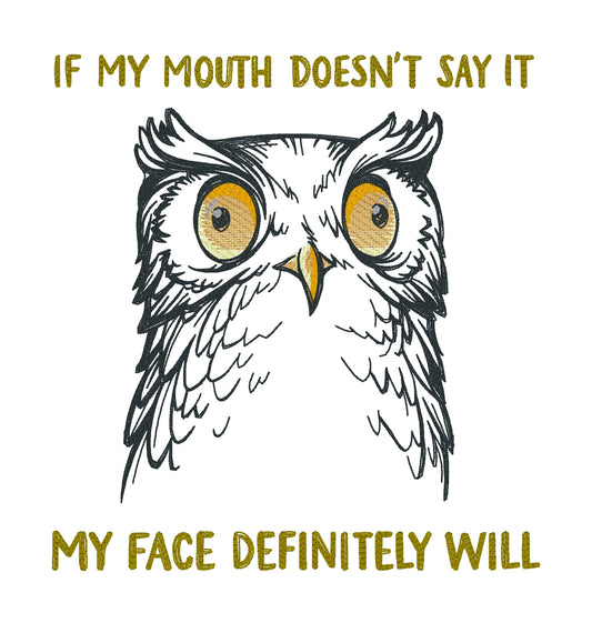 Embroidered Cotton Tea towel "Say It Owl"