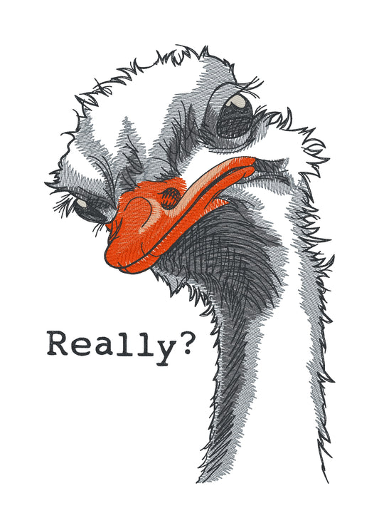 Embroidered Cotton Tea towel "Really?"