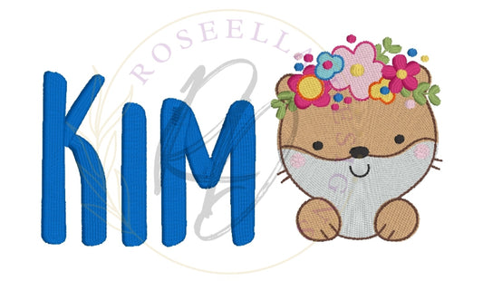 (Personalised Embroidered Floral Otter Towel