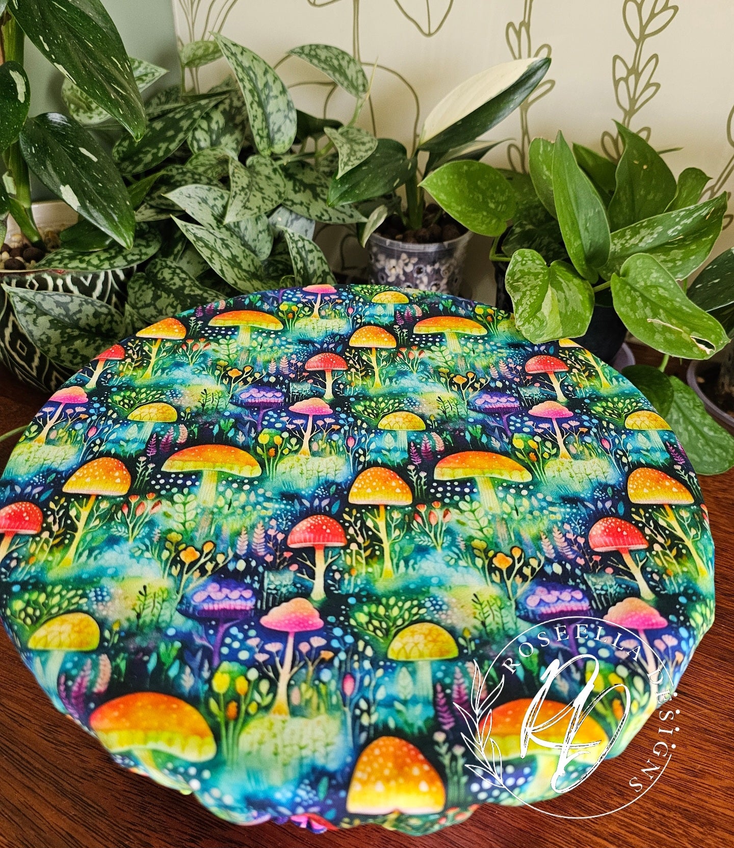 ~Mushrooms ~ Reusable Bowl Cover XLarge~ 28cm / 11" - 35cm/ 14"