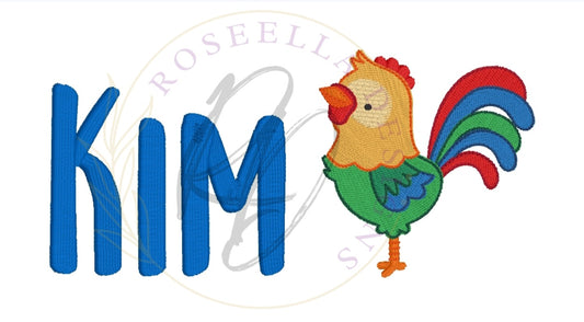 Personalised Embroidered Colourful Rooster Towel