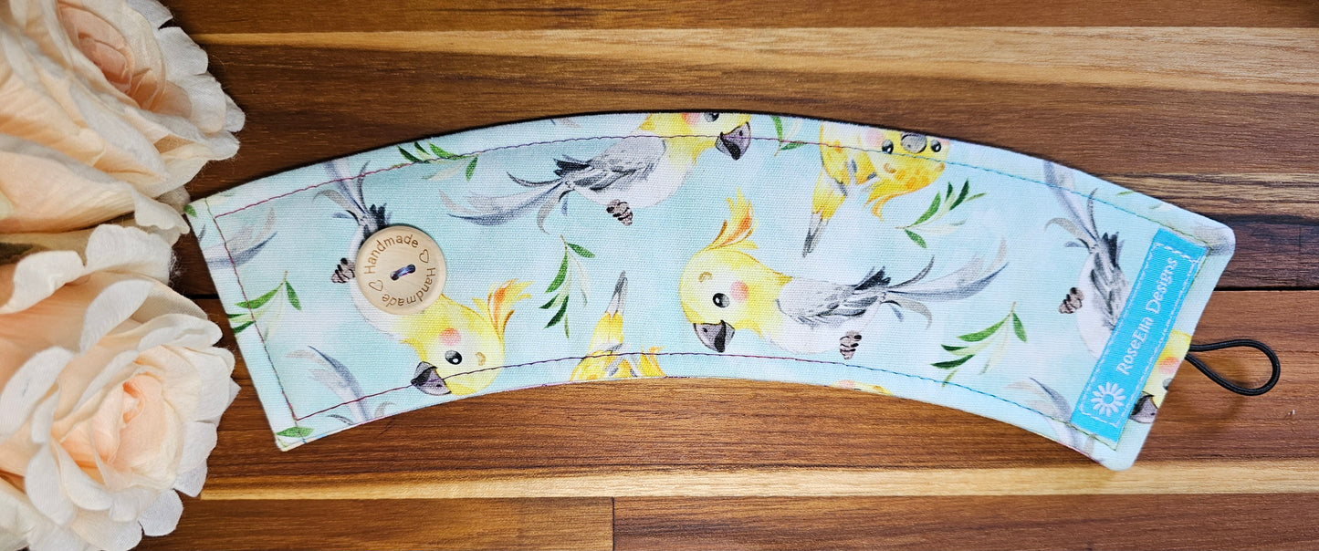 Take Away Cup Cozy  ~ Aqua Cockatiel ~