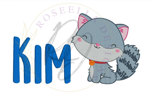 Personalised Embroidered Fluffy Tail Kitty Towel