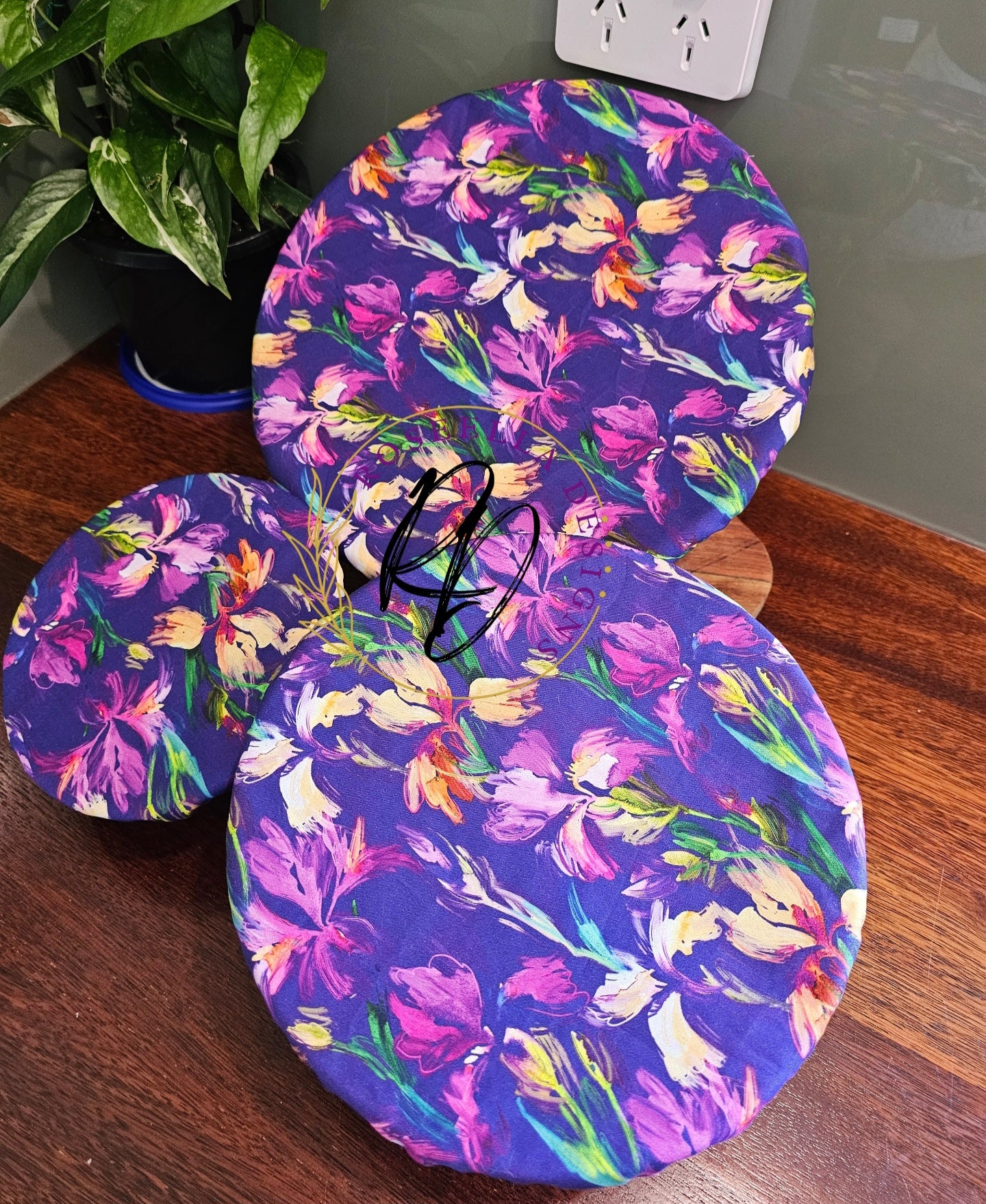 ~Purple Iris~ Reusable Bowl Cover Large ~ 20cm / 8" - 25cm/ 10"