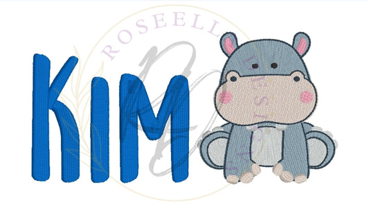 Personalised Embroidered Hippo Towel
