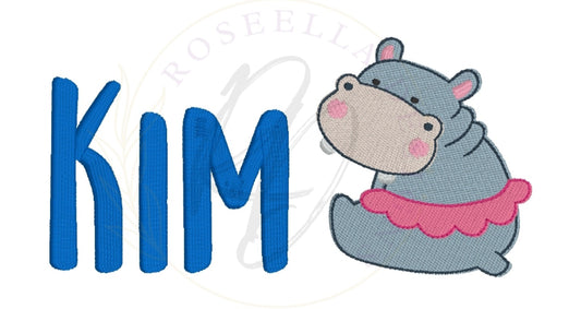 Personalised Embroidered Hippo Tutu Towel