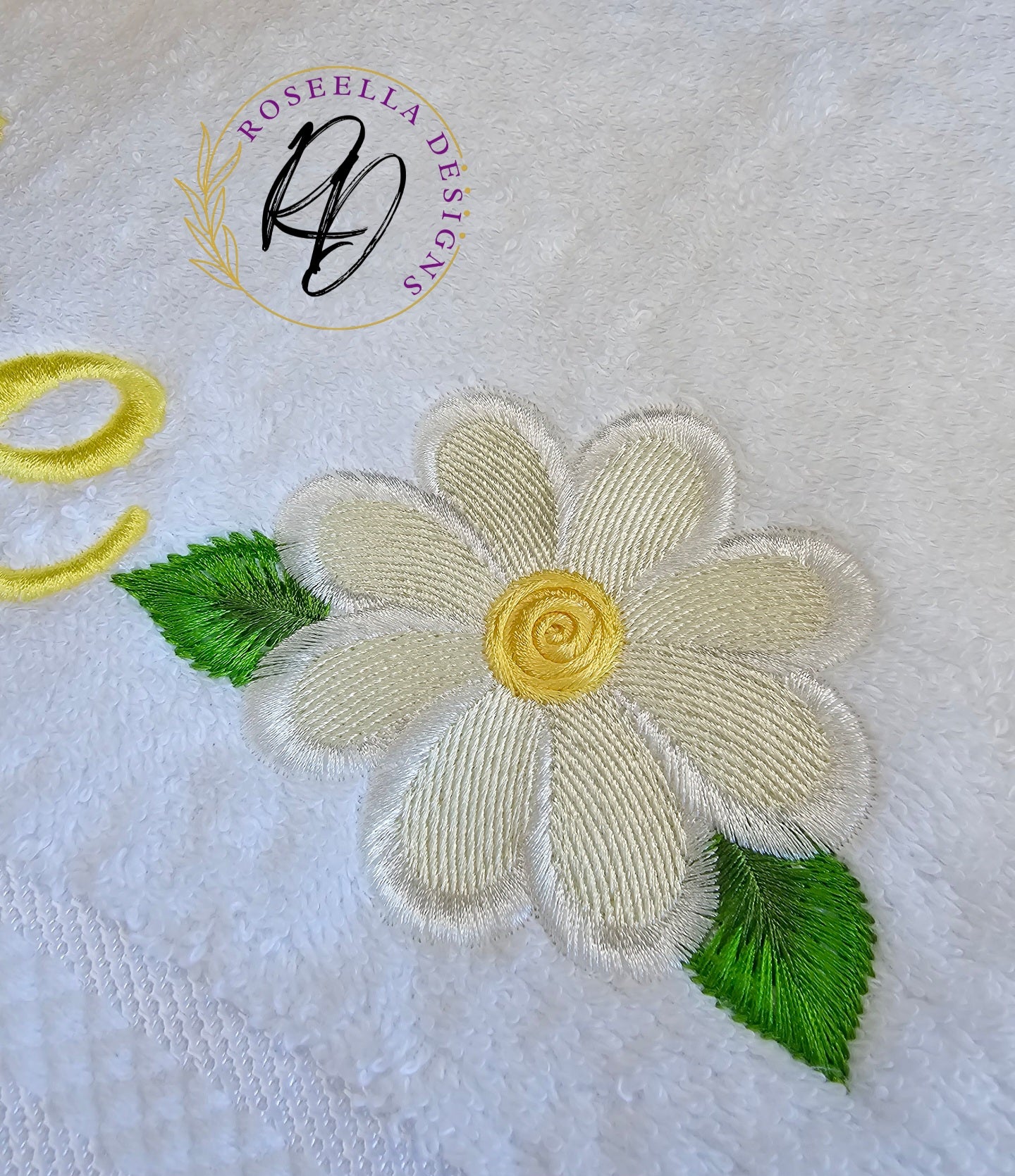 Personalised Embroidered Flower Bath Towel
