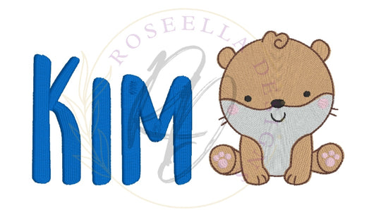 Personalised Embroidered Sitting Otter Bath Towel