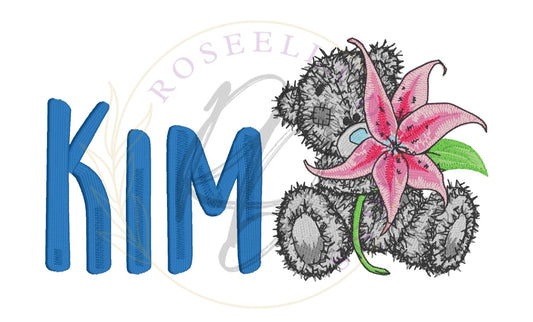 Personalised Embroidered Flower Patchy Teddy Bath Towel