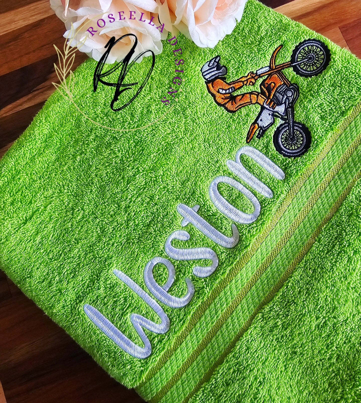 Personalised Embroidered Motocross Bath Towel