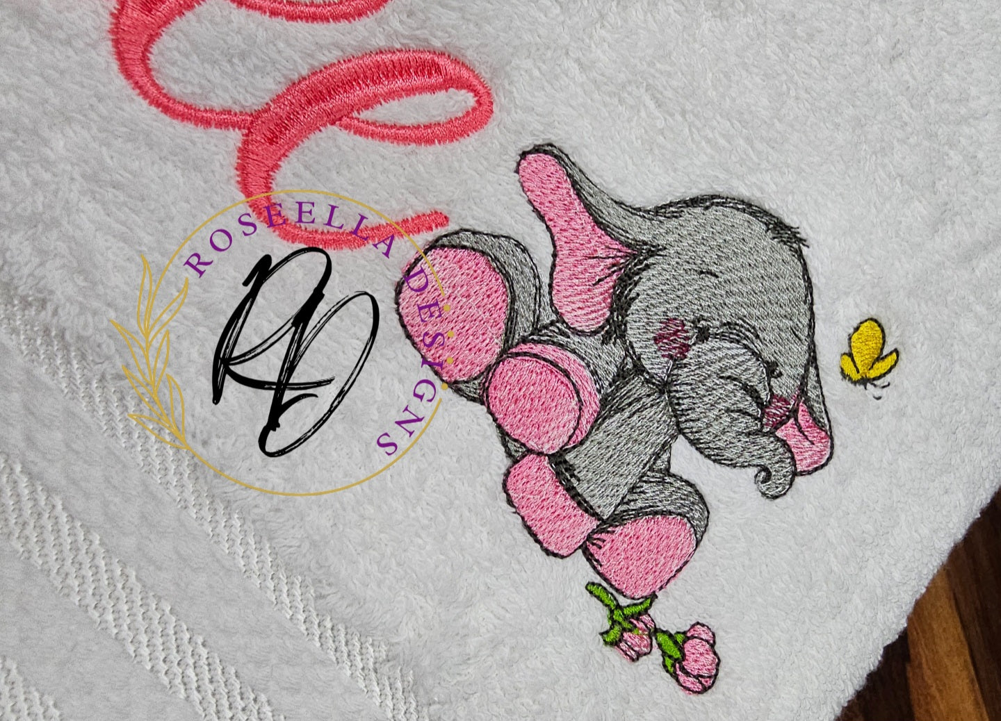 Personalised Embroidered Baby Elephant Bath Towel