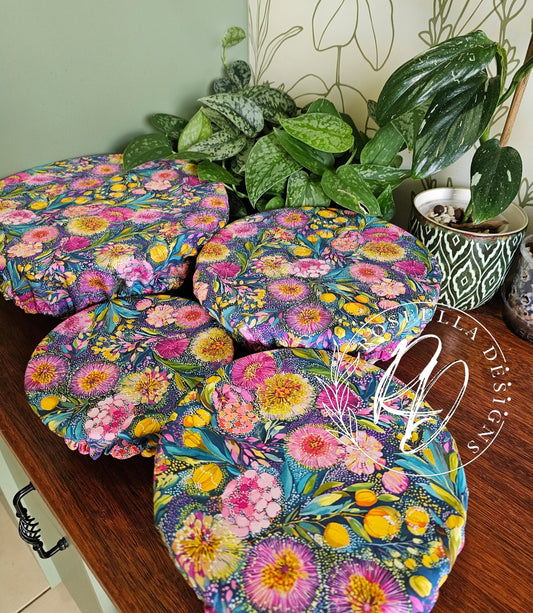 ~Floral Australiana ~ Reusable Bowl Cover BUNDLE 4 sizes