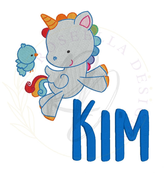 Personalised Embroidered Unicorn & Bird Towel