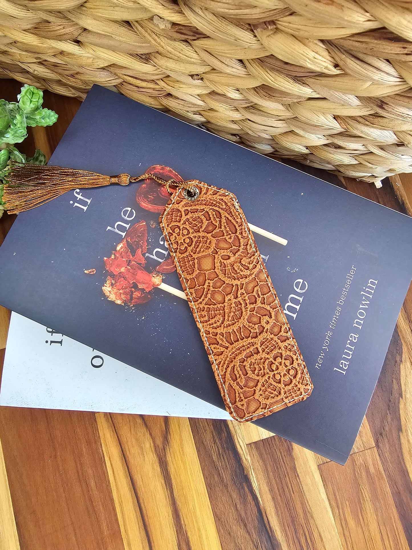Vinyl & Fabric Bookmark   ~ Blue Cow ~