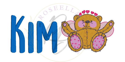 Personalised Embroidered Flutter Heart Bear Towel