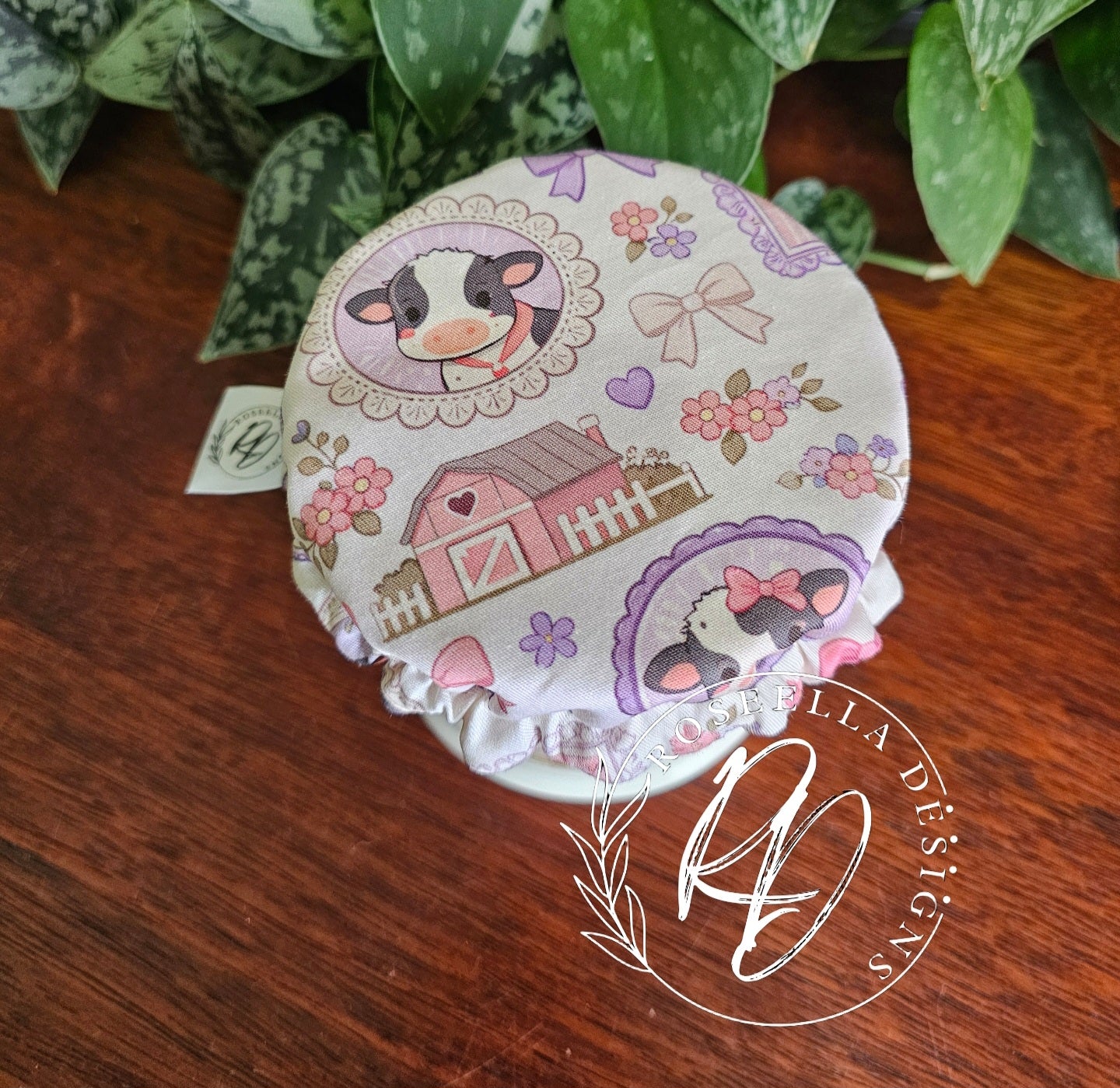 ~Cute Cows~ Reusable SD Starter Jar Cover XS ~ fits jars up to 11.43cm / 4.5"
