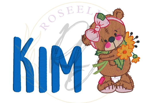 Personalised Embroidered Patchy Floral Teddy Towel