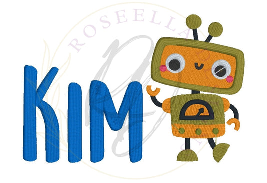 Personalised Embroidered Robot Bath Towel (10 Design Options)