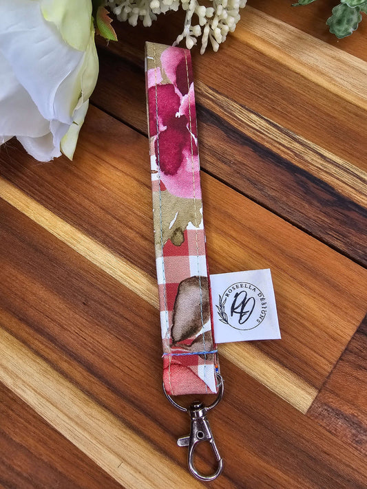 Key Fob ~Gingham Floral~