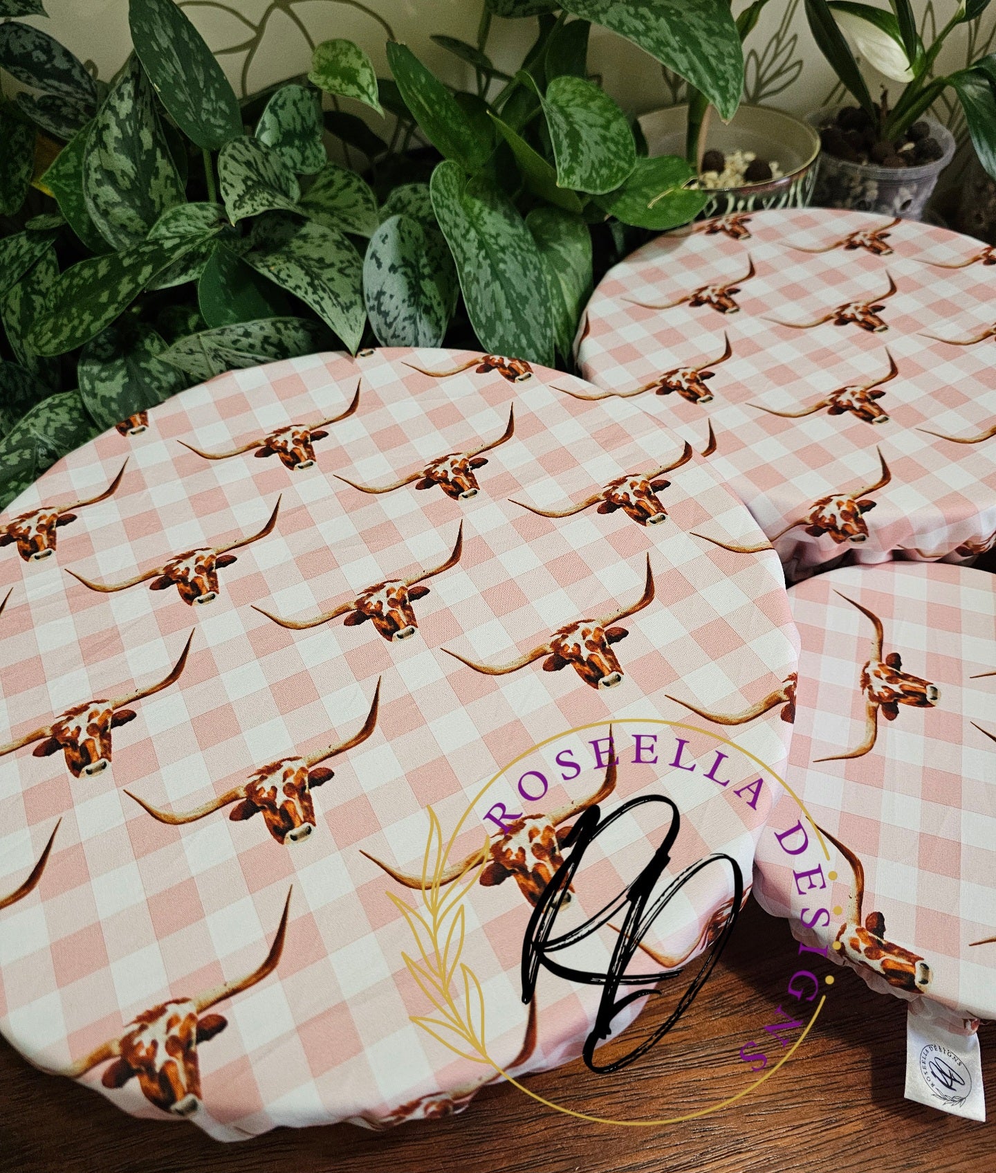 ~Pink Longhorns ~ Reusable Bowl Cover BUNDLE 5 sizes