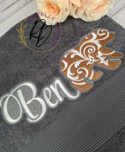 Personalised Embroidered Decorative Bear Bath Towel