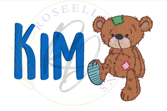 Personalised Embroidered Patchy Stepping Teddy Towel