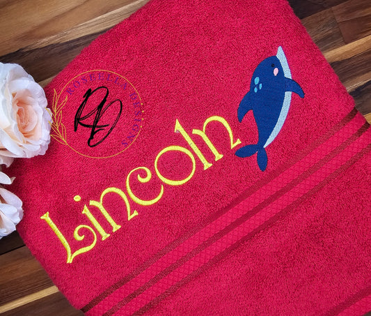 Personalised Embroidered Sea Animals Towel (10 Design Options)