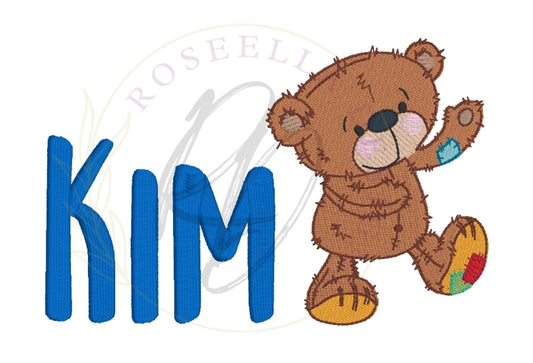 Personalised Embroidered Walking Patchy Teddy Bath Towel