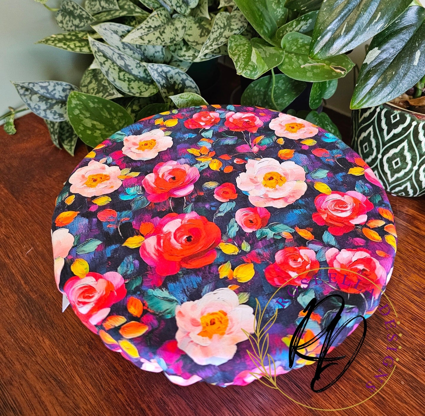 ~Floral Paint~ Reusable Bowl Cover Large ~ 20cm / 8" - 25cm/ 10"
