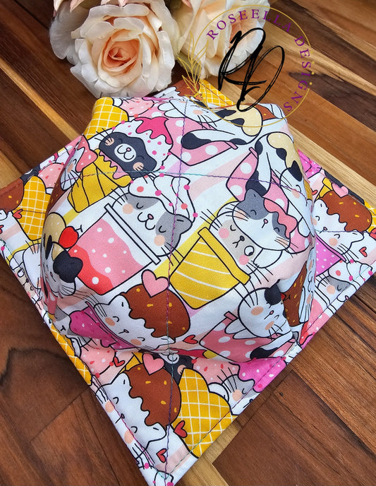 Medium~ Cat & Hearts Bowl Cozy