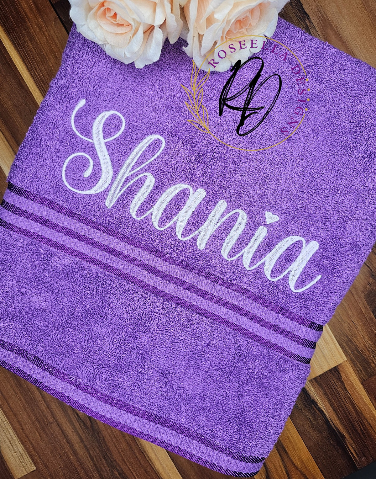 Personalised Embroidered HEART FONT Bath Towel NAME ONLY (12 FONT OPTIONS)