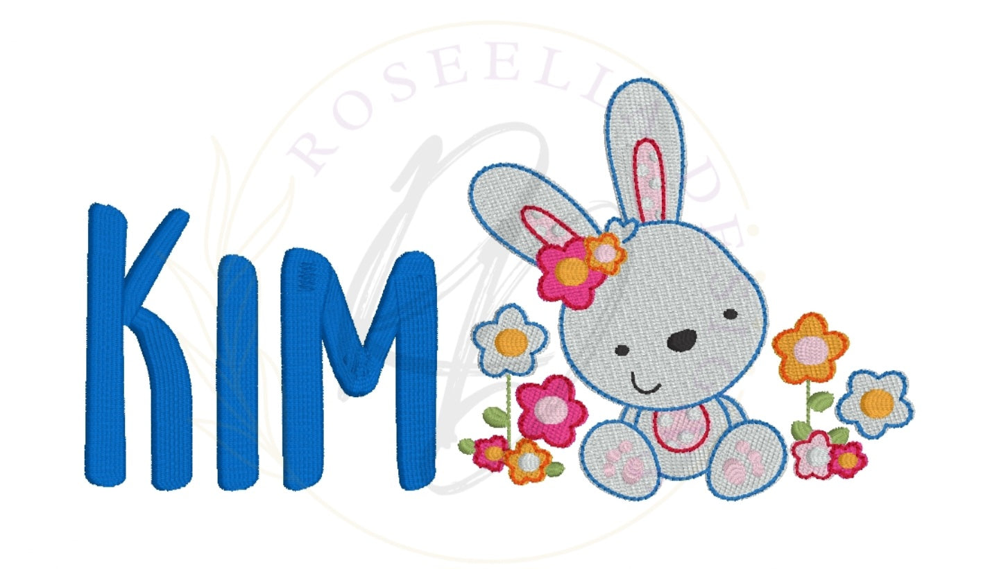 Personalised Embroidered Bunny & Flowers Towel