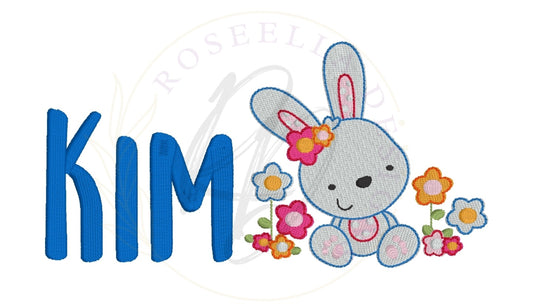Personalised Embroidered Bunny & Flowers Towel