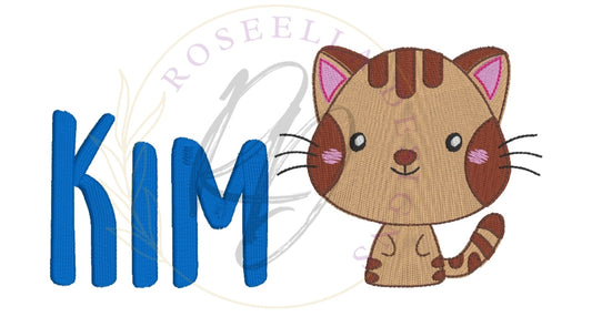 Personalised Embroidered Sitting Kitty Bath Towel