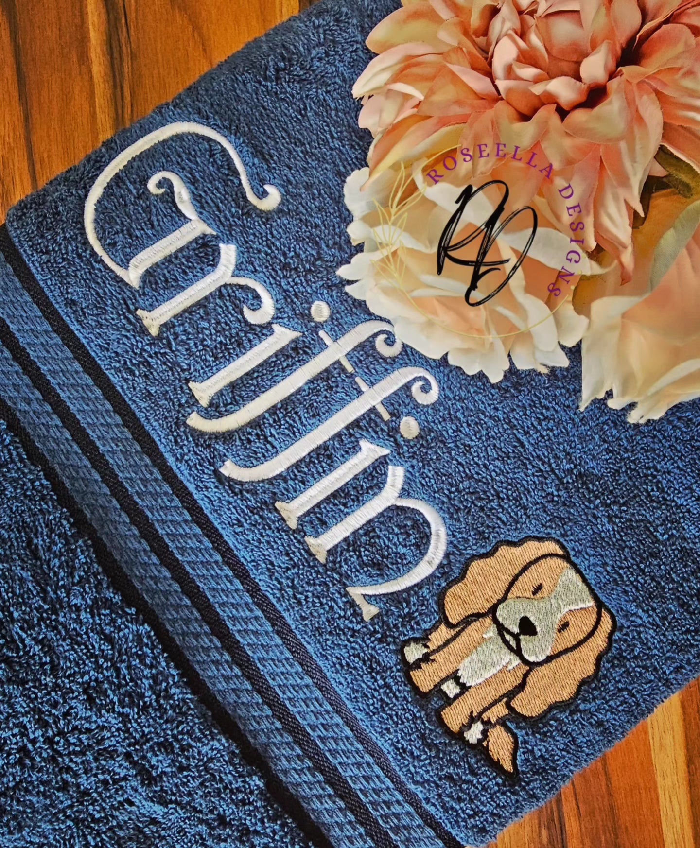 Personalised Embroidered Cavalier Bath Towel