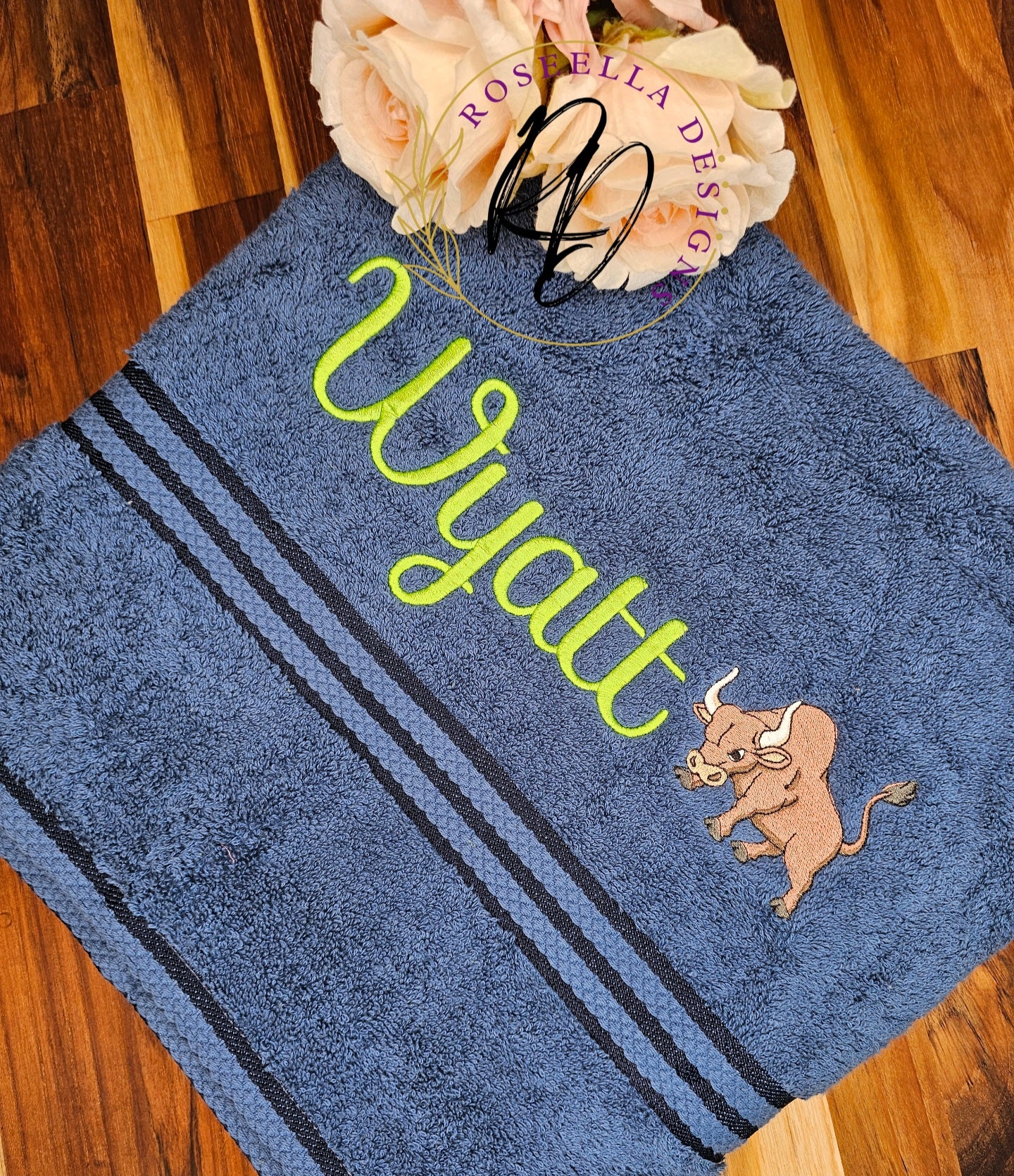 Personalised Embroidered Bull Towel (4 Design Options)
