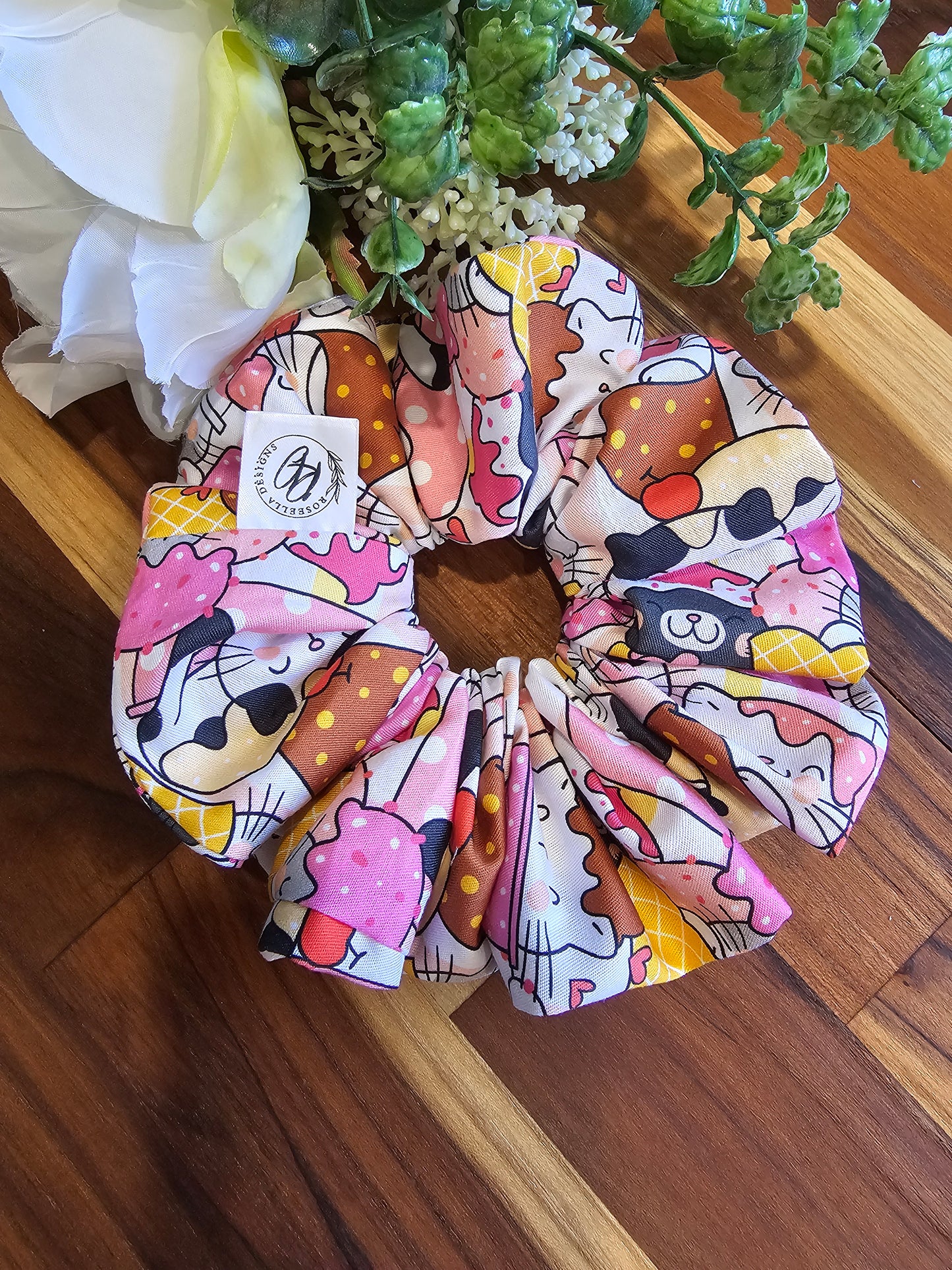 Jumbo Ice Cream Kitty Scrunchie