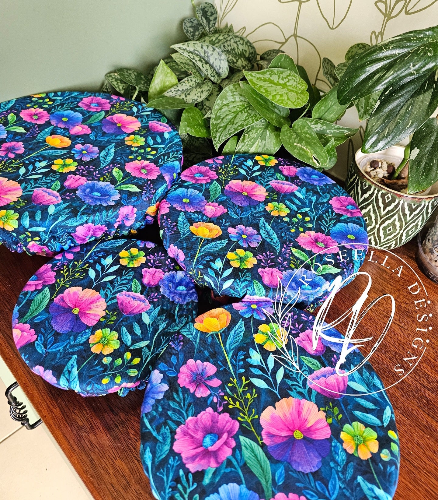 ~Fantasy Floral ~ Reusable Bowl Cover BUNDLE 4 sizes
