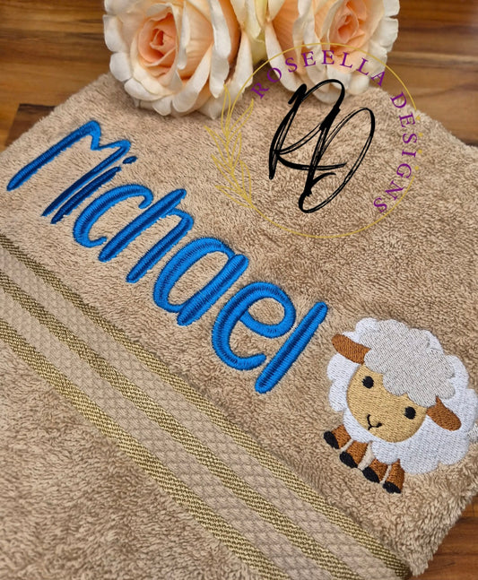 Personalised Embroidered Farm Animals Bath Towel (8 Design Options)