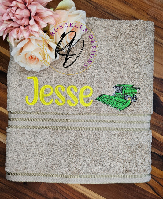 Personalised Embroidered Harvester Bath Towel
