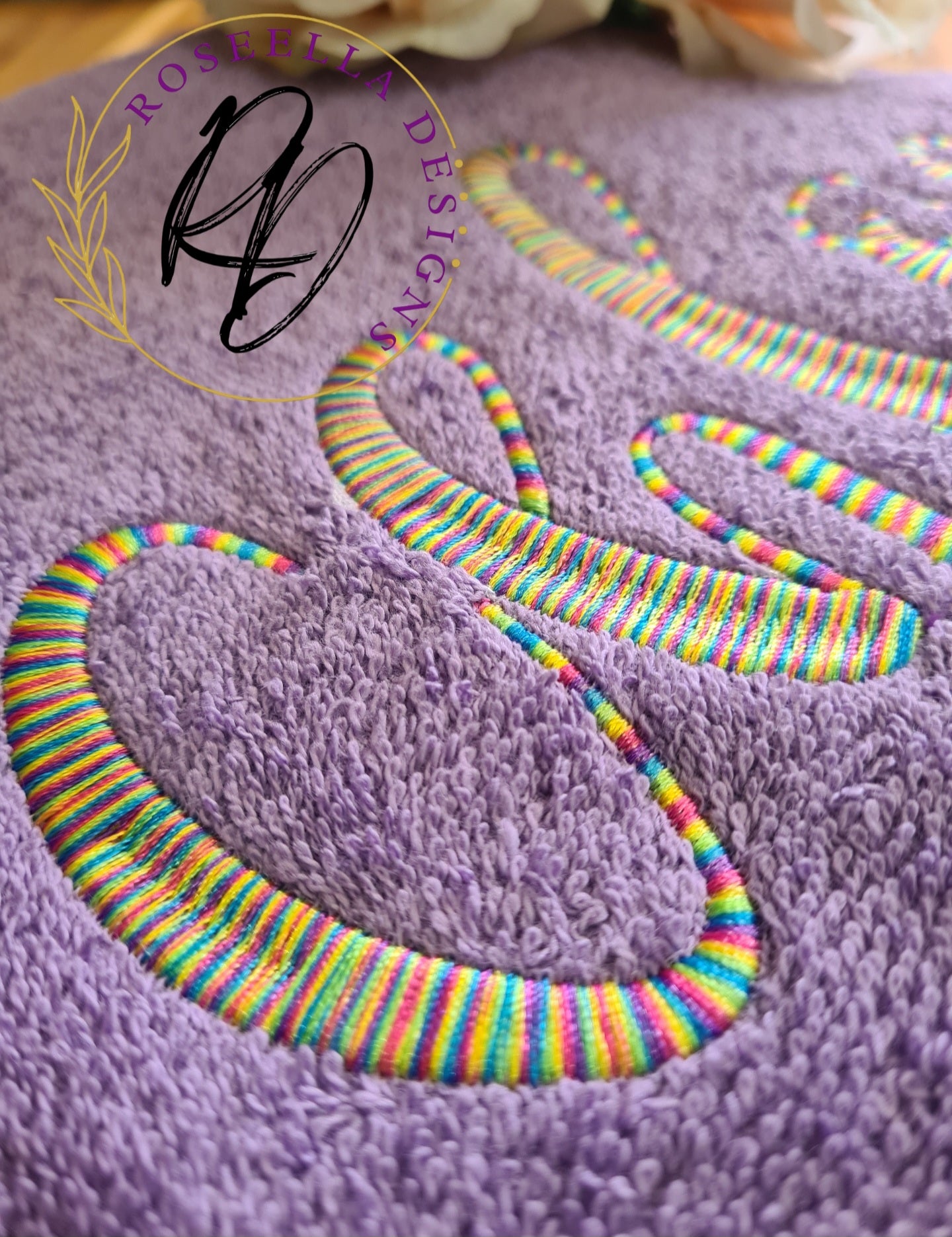 Personalised Embroidered Bath Towel Variegated Thread NAME ONLY (15 Font Options)