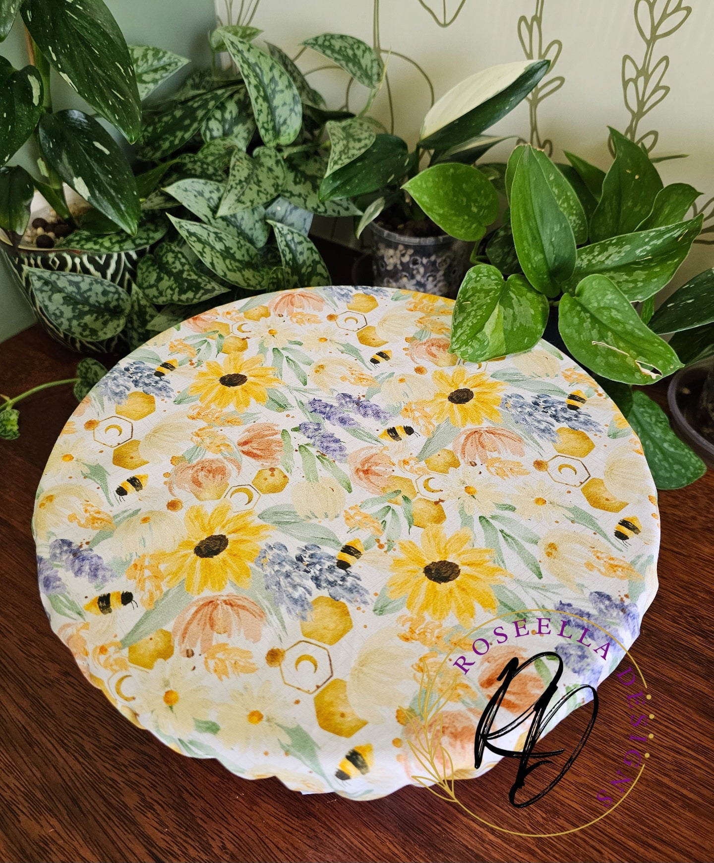 ~Bee ~ Reusable Bowl Cover XLarge~ 28cm / 11" - 35cm/ 14"
