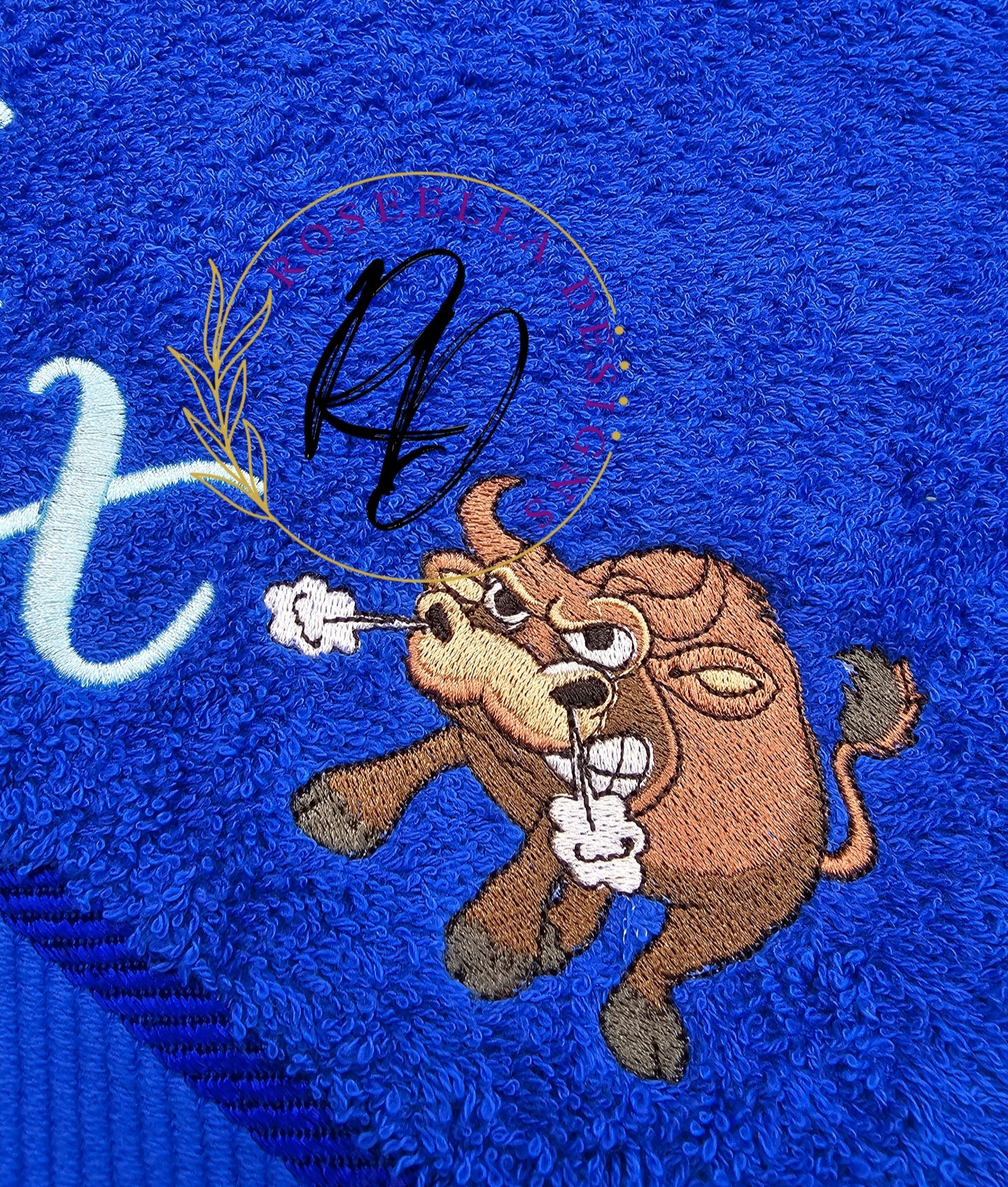 Personalised Embroidered Bull Towel (4 Design Options)